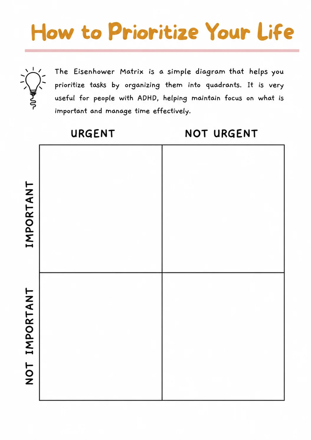 Planner pages with tips and guidance for ADHD